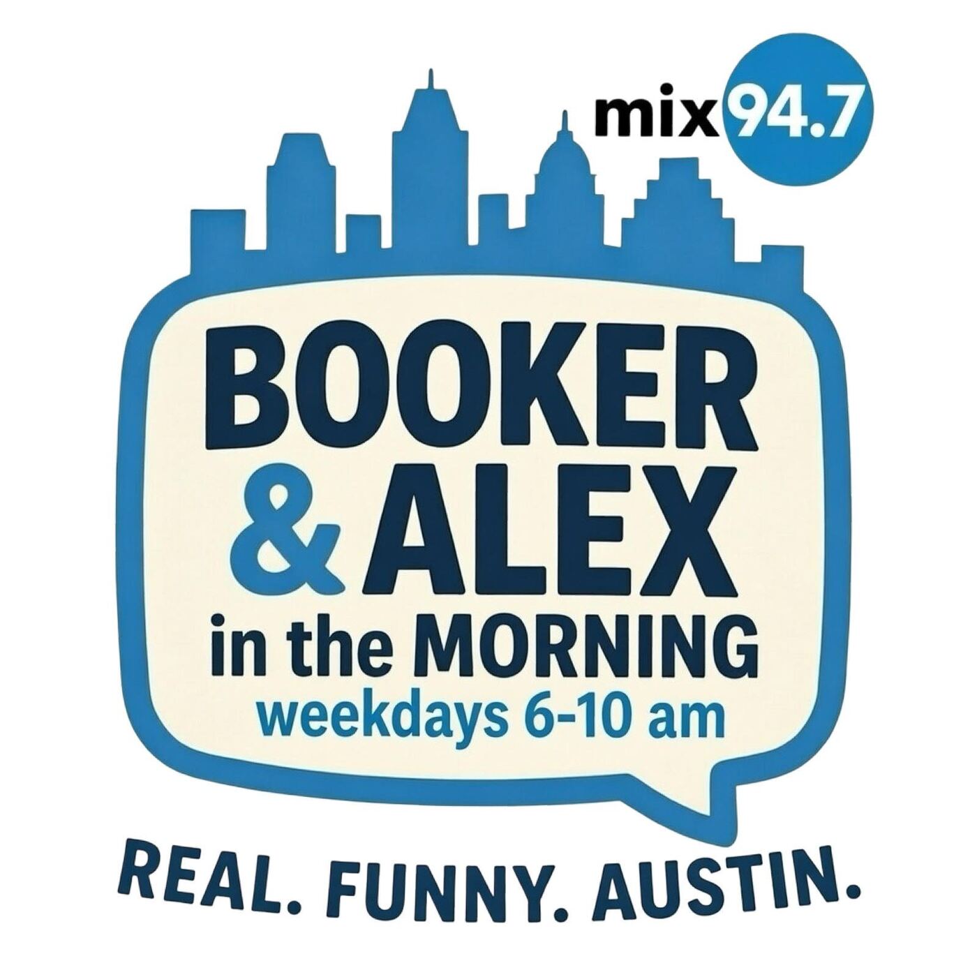 Booker and Alex from Mix 94.7 hosting the fashion show